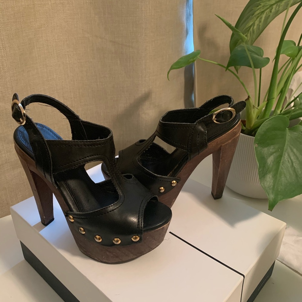 Black studded platform heel